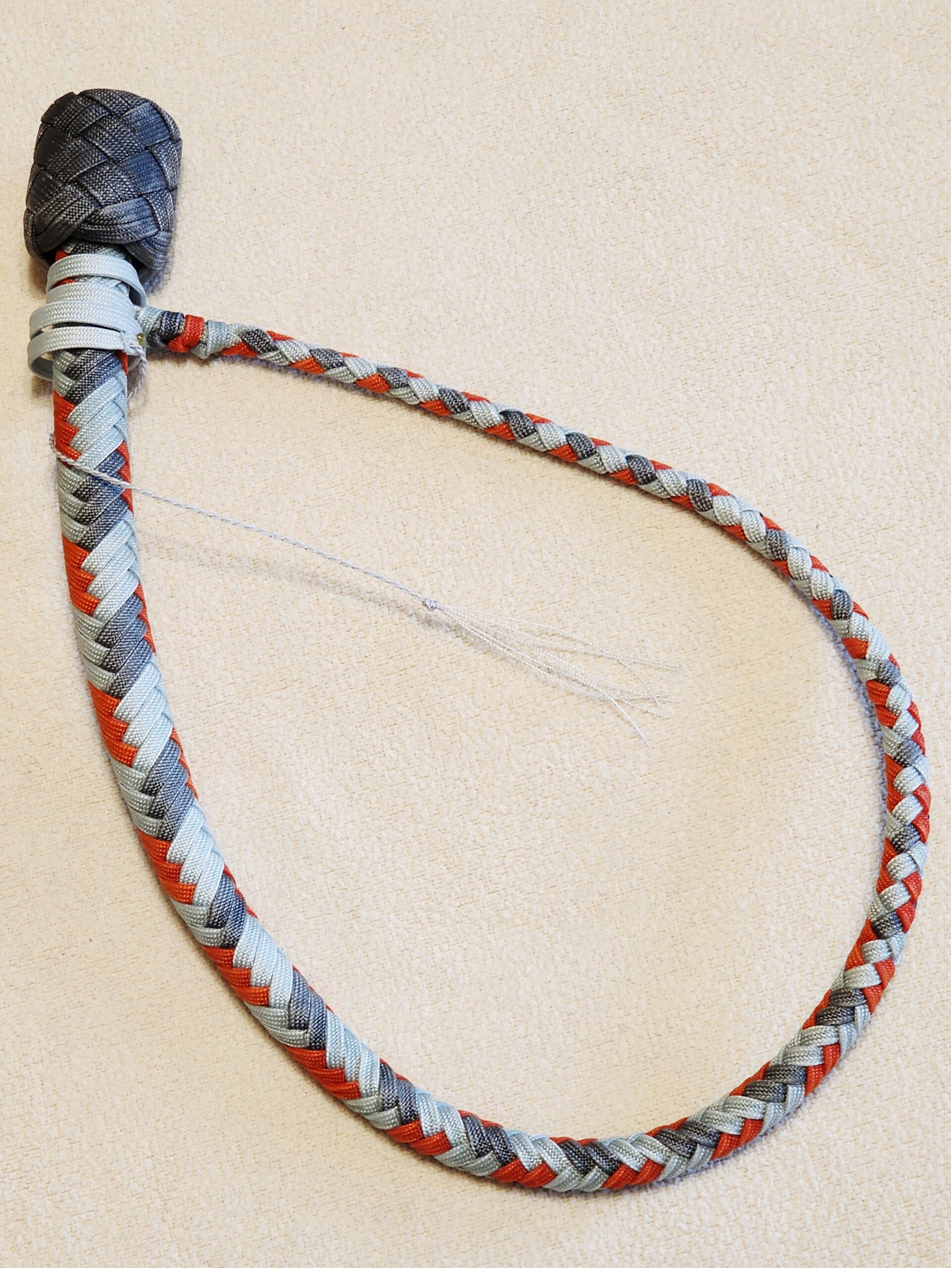 2' Snake Whip (single belly) - Imperial Red, Charcoal Grey, and Silver