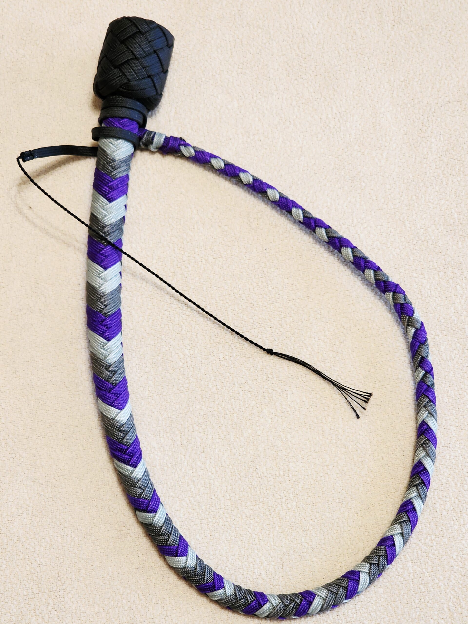 2' Snake Whip (single belly) - Purple, Charcoal Grey, and Silver